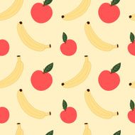 banana and apple seamless pattern background illustration N2