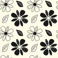 black and white cute flowers seamless pattern background illustration N2