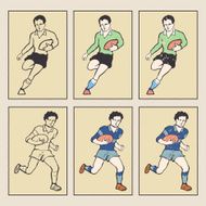 Vintage Style Sports Cards Rugby American Football Vector N2