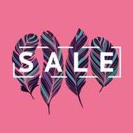 Sale banner with feathers