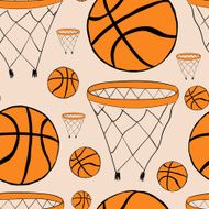Seamless basketball baskets and balls N2