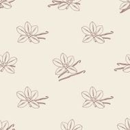 Seamless pattern with sketched vanilla flower and beans N2