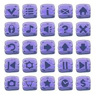 Set of stone square buttons vector game icons