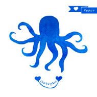 Blue octopus illustration Watercolor octopus