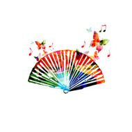 Colorful folding fan design with butterflies N2