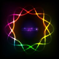 Shining neon rainbow colors spiral cosmic frame