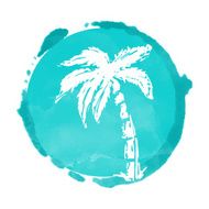 Watercolor and coconut palm tree