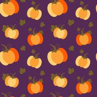 colorful orange pumpkins on purple background halloween seamless pattern N2