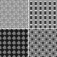 Set of Geometric seamless patterns Black and White Vector N2