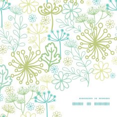 Vector mysterious green garden frame corner pattern background N2