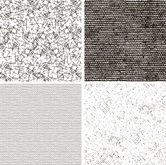 four seamless black and white fabric patterns N5