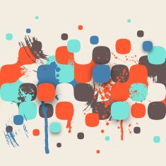 Abstract Texture with Squares and Paint Splashes