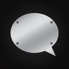 Silver speech bubble on dark background