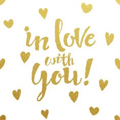 Gold lettering design for card In Love With You N2