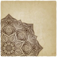 floral brown round ornament N2