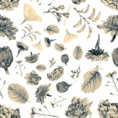 Seamless pattern with beautiful spring flowers and plants N9