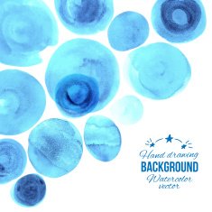 Watercolor blu circles corner background N2