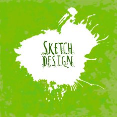 Abstract paintbrush label at green artistic paper N2
