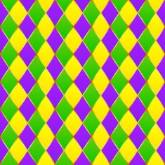 Green purple yellow grid Mardi gras seamless pattern