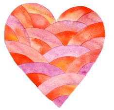 Watercolor painted red heart N12