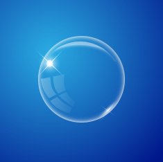 Transparent air bubble on the blue background