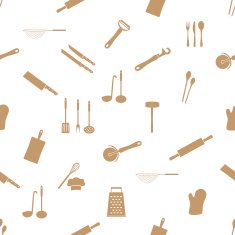 home kitchen cooking utensils seamless pattern eps10