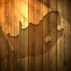 South Africa Map on lit Wooden Background