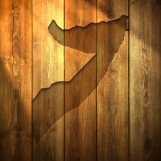 Somalia Map on lit Wooden Background