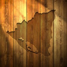 Nicaragua Map on lit Wooden Background