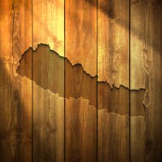 Nepal Map on lit Wooden Background