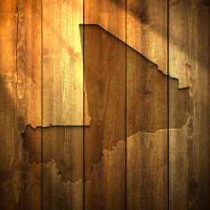 Mali Map on lit Wooden Background