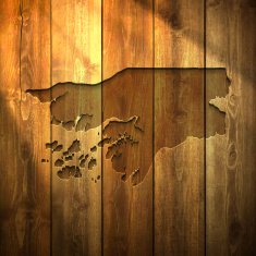 Guinea-Bissau Map on lit Wooden Background