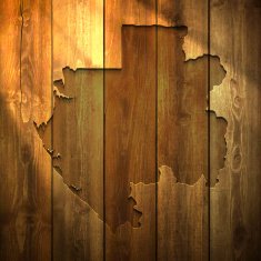 Gabon Map on lit Wooden Background
