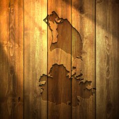 Antigua and Barbuda Map on lit Wooden Background