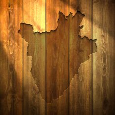 Burundi Map on lit Wooden Background