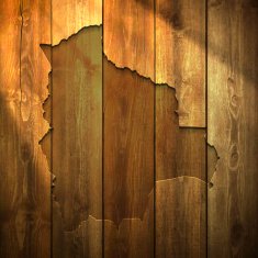 Bolivia Map on lit Wooden Background