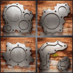 Vector metal and wood background set