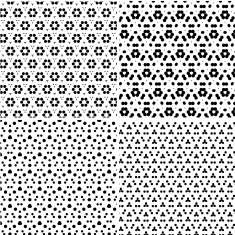 set of abstract black and white floral pattern background