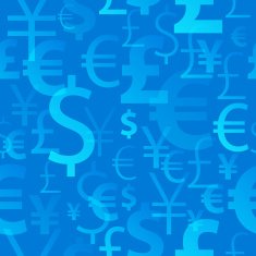 Currency symbols seamless pattern - blue color
