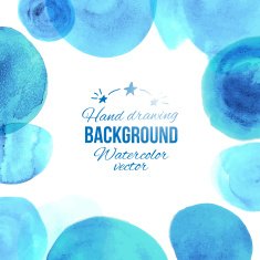 Watercolor blu circles frame N2