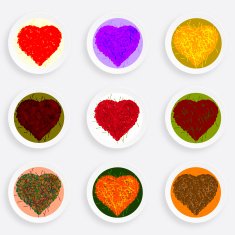 set of colorful heart plate pattern for design N2