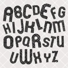 Black and white textured halftone font N2