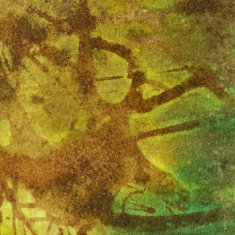 Vibrant green and brown textured watercolor ink