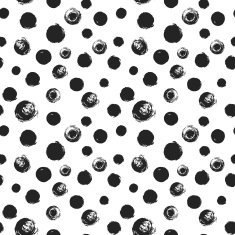 Grunge circle paint smear circles black and white seamless vec