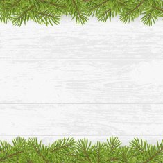 Christmas tree frame on wood plank white background