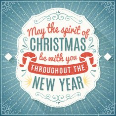 White Label with Holiday Greeting Text on a Blue Background N2