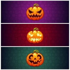 Horizontal Halloween Banners Background with Pumpkin N2