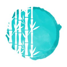 Bamboo trees and blue watercolor circle