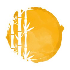 Bamboo trees and yellow watercolor circle