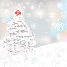 Winter background with Christmas tree and mountains N2